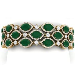47.84 ctw Emerald & VS Diamond Bracelet 18K Yellow Gold - REF-1181W8H - SKU:38888