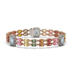 29.55 ctw Sapphire & Diamond Bracelet 14K Rose Gold - REF-332X5R - SKU:45186