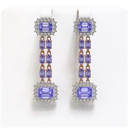 11.26 ctw Tanzanite & Diamond Earrings 14K Rose Gold - REF-292K4W - SKU:45204