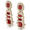 Image 2 : 30.25 ctw Ruby & VS Diamond Earrings 18K Yellow Gold - REF-618H2M - SKU:39410