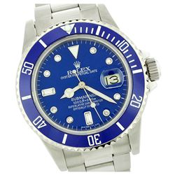 Rolex Men's Submariner, QuickSet, Diam Dial w/ Rotatable Blue Insert Bezel - REF-749N5A