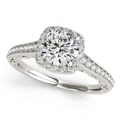 0.90 ctw VS/SI Diamond Halo Ring 18K White Gold - REF-113N9A - SKU:26542
