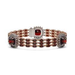 33.85 ctw Garnet & Diamond Bracelet 14K Rose Gold - REF-345N5A - SKU:45354