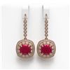 Image 1 : 12.9 ctw Ruby & Diamond Earrings 14K Rose Gold - REF-257V3Y - SKU:43956