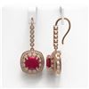 Image 2 : 12.9 ctw Ruby & Diamond Earrings 14K Rose Gold - REF-257V3Y - SKU:43956