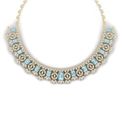 53.14 ctw Sky Topaz & VS Diamond Necklace 18K Yellow Gold - REF-1563A6V - SKU:39386