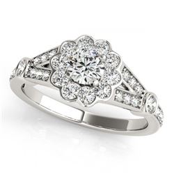 1.40 ctw VS/SI Diamond Halo Ring 18K White Gold - REF-166K8W - SKU:26772