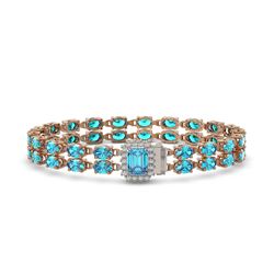 27.91 ctw Swiss Topaz & Diamond Bracelet 14K Rose Gold - REF-191H5M - SKU:45798