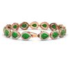Image 2 : 16.55 ctw Jade & Diamond Halo Bracelet 10K Rose Gold - REF-280M2F - SKU:46032