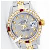 Image 1 : Rolex Men's Two Tone 14K Gold/SS, QuickSet, Diam Dial & Diam/Ruby Bezel - REF-557W5H