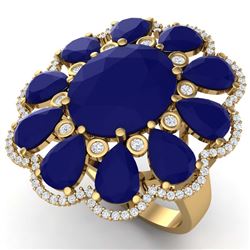 20.63 ctw Sapphire & VS Diamond Ring 18K Yellow Gold - REF-353X6R - SKU:39146