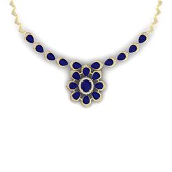 30.70 ctw Sapphire & VS Diamond Necklace 18K Yellow Gold - REF-654Y5X - SKU:39038