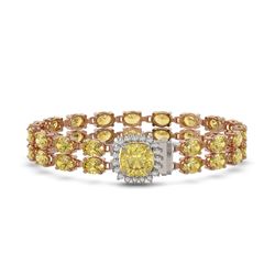 27.68 ctw Citrine & Diamond Bracelet 14K Rose Gold - REF-199F8N - SKU:45693