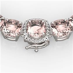 87 ctw Morganite & VS/SI Diamond Necklace 14K White Gold - REF-1163R6K - SKU:23352