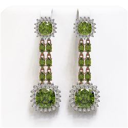 18.38 ctw Tourmaline & Diamond Earrings 14K Rose Gold - REF-416F9N - SKU:44931