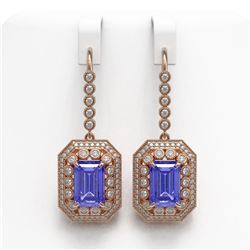 11.66 ctw Tanzanite & Diamond Earrings 14K Rose Gold - REF-484N7A - SKU:43398