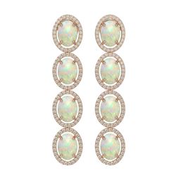 9.16 ctw Opal & Diamond Halo Earrings Rose 10K Rose Gold - REF-178V2Y - SKU:40761