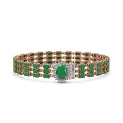 29.85 ctw Emerald & Diamond Bracelet 14K Rose Gold - REF-227F3N - SKU:45822