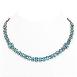61.05 ctw Swiss Topaz & Diamond Necklace 14K Rose Gold - REF-441V8Y - SKU:45114