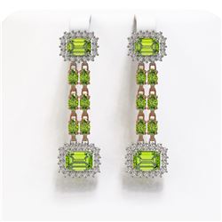 10.88 ctw Peridot & Diamond Earrings 14K Rose Gold - REF-211R5K - SKU:45222