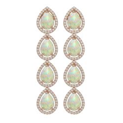 9.12 ctw Opal & Diamond Halo Earrings Rose 10K Rose Gold - REF-174N5A - SKU:41298