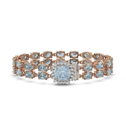 31.78 ctw Sky Topaz & Diamond Bracelet 14K Rose Gold - REF-196R5K - SKU:45681