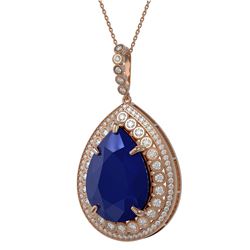 42.84 ctw Sapphire & Diamond Necklace 14K Rose Gold - REF-581W5H - SKU:43356