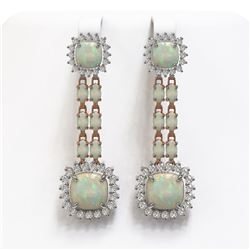 18.06 ctw Opal & Diamond Earrings 14K Rose Gold - REF-394W7H - SKU:44925
