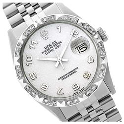 Rolex Ladies Stainless Steel, Arabic Dial with Pyrimid Diam Bezel, Sapphire Crystal  - REF-440W4H