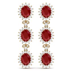 24.52 ctw Ruby & VS Diamond Earrings 18K Yellow Gold - REF-436N4A - SKU:38642