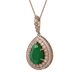 15.87 ctw Emerald & Diamond Necklace 14K Rose Gold - REF-354A2V - SKU:43317