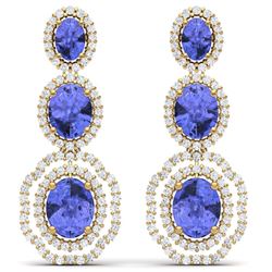 17.32 ctw Tanzanite & VS Diamond Earrings 18K Yellow Gold - REF-418K2W - SKU:39212