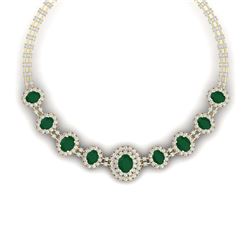 45.69 ctw Emerald & VS Diamond Necklace 18K Yellow Gold - REF-1618K2W - SKU:38792