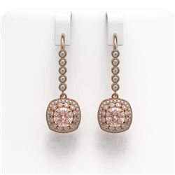 4.3 ctw Morganite & Diamond Earrings 14K Rose Gold - REF-158Y5X - SKU:44070