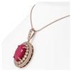 Image 3 : 18.25 ctw Ruby & Diamond Necklace 14K Rose Gold - REF-329X3R - SKU:43896