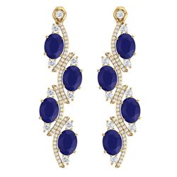16.12 ctw Sapphire & VS Diamond Earrings 18K Yellow Gold - REF-272K7W - SKU:38984