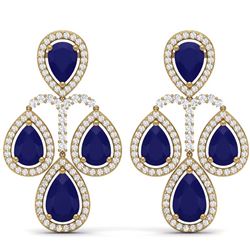 29.23 ctw Sapphire & VS Diamond Earrings 18K Yellow Gold - REF-472N7A - SKU:39368