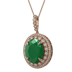 28.98 ctw Emerald & Diamond Necklace 14K Rose Gold - REF-479H3M - SKU:43920