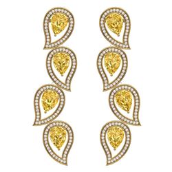 14.63 ctw Canary Citrine & VS Diamond Earrings 18K Yellow Gold - REF-281Y8X - SKU:39464