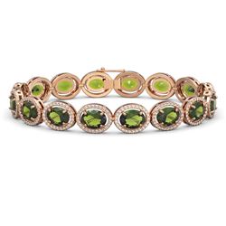 23.6 ctw Tourmaline & Diamond Halo Bracelet 10K Rose Gold - REF-357X3R - SKU:40719