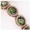 Image 3 : 23.6 ctw Tourmaline & Diamond Halo Bracelet 10K Rose Gold - REF-357X3R - SKU:40719