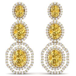 15.65 ctw Canary Citrine & VS Diamond Earrings 18K Yellow Gold - REF-290K9W - SKU:39218