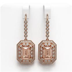 12.1 ctw Morganite & Diamond Earrings 14K Rose Gold - REF-410X4R - SKU:43410