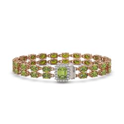 25.96 ctw Tourmaline & Diamond Bracelet 14K Rose Gold - REF-288A2V - SKU:45786