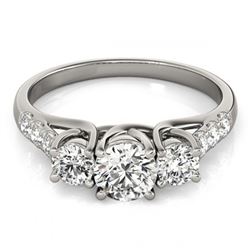1.33 ctw VS/SI Diamond 3 Stone Ring 18K White Gold - REF-165X5R - SKU:28083