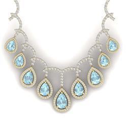 32.62 ctw Sky Topaz & VS Diamond Necklace 18K Yellow Gold - REF-781Y8X - SKU:39356