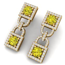 4 ctw SI/I Fancy And Diamond Earrings 18K Yellow Gold - REF-330K2W - SKU:40165