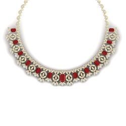 50.44 ctw Ruby & VS Diamond Necklace 18K Yellow Gold - REF-1709K3W - SKU:39380