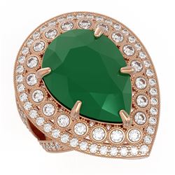 16.29 ctw Emerald & Diamond Ring 14K Rose Gold - REF-374H4M - SKU:43281