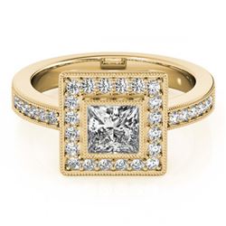 1.11 ctw VS/SI Princess Diamond Halo Ring 18K Yellow Gold - REF-156V8Y - SKU:27191